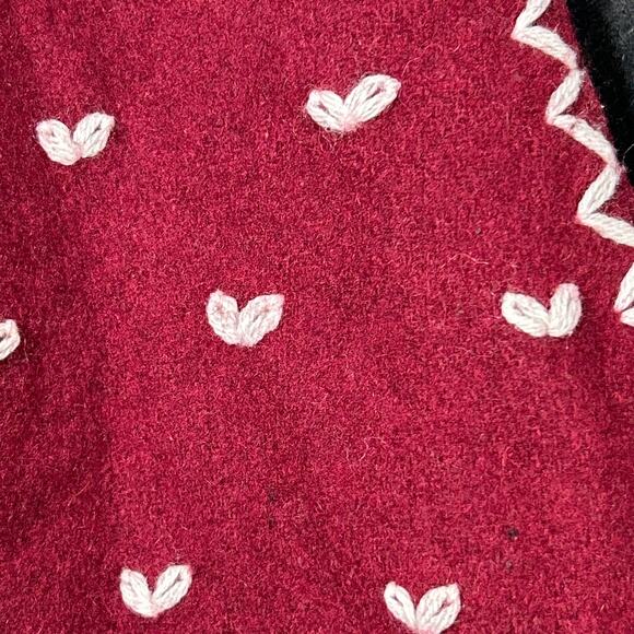 Vintage Sweater Vest Small Wool Blend Felt Gray Red Snowflakes Hearts PHD - Picture 7 of 11